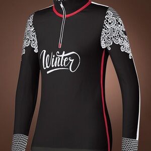 Newland Euporia 1/2 zip pullover featuring a black design with "Winter"